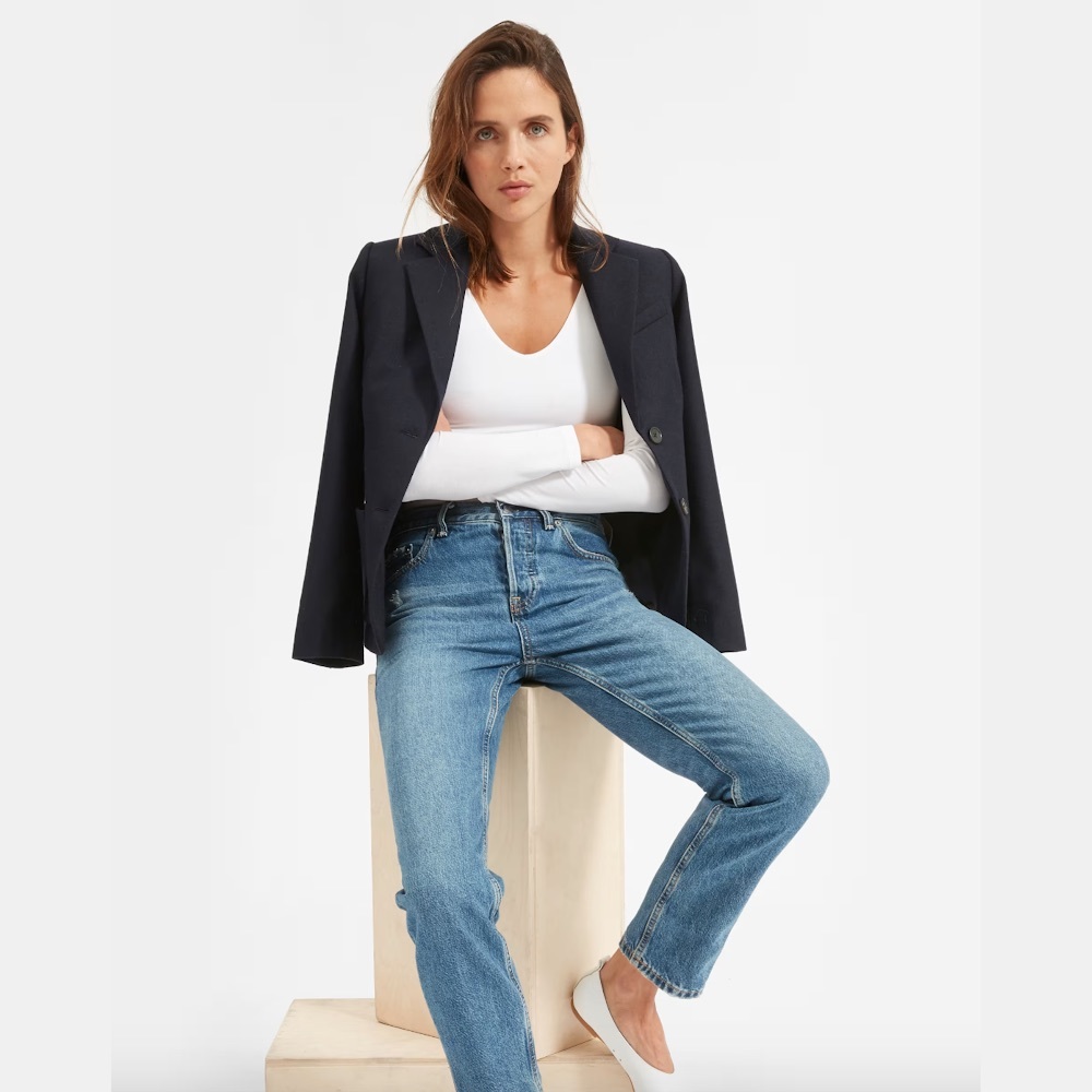 Everlane Long-Sleeve V-Neck Bodysuit
